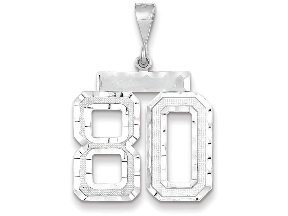 FJC Finejewelers 14k White Gold Large Bright Cut Number 80 Charm