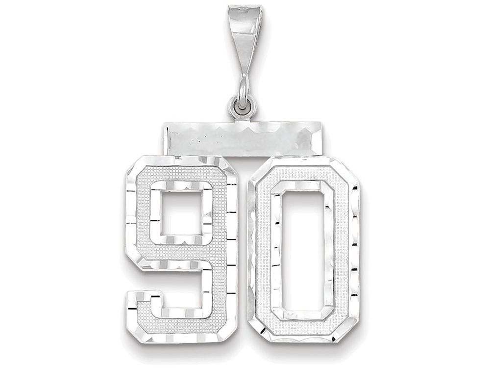 FJC Finejewelers 14k White Gold Large Bright Cut Number 90 Charm