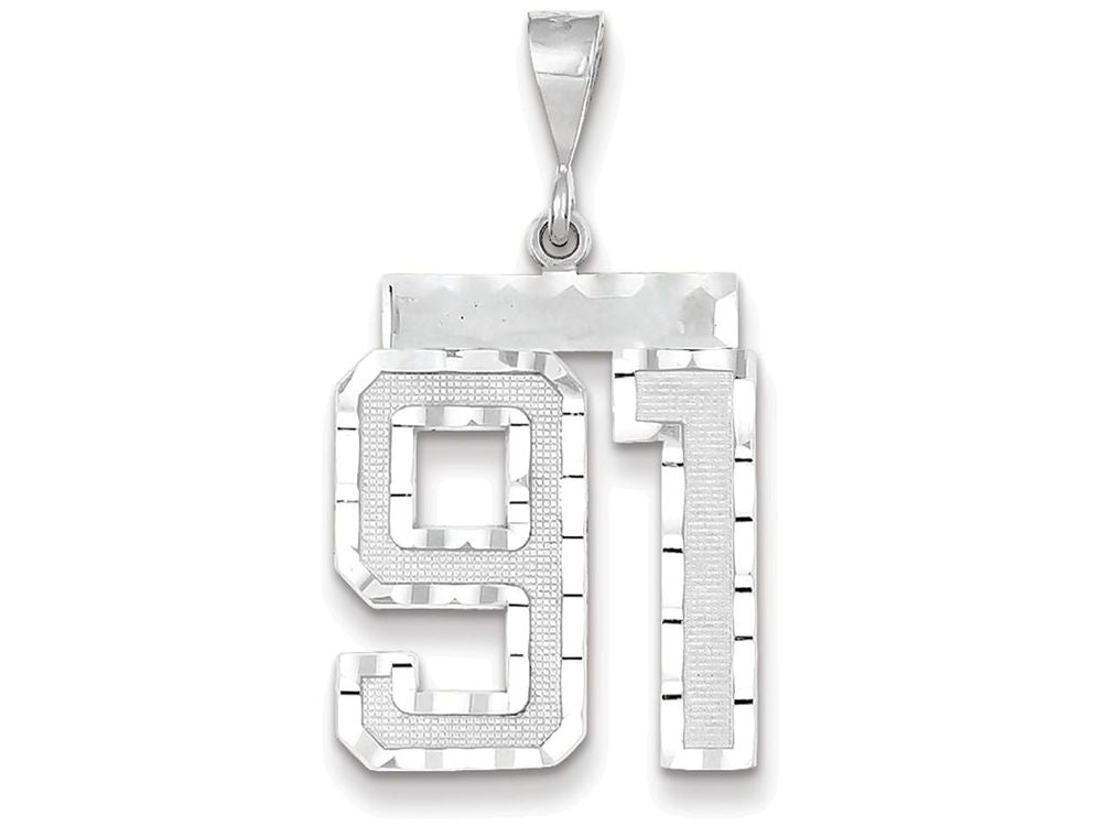 FJC Finejewelers 14k White Gold Large Bright Cut Number 91 Charm