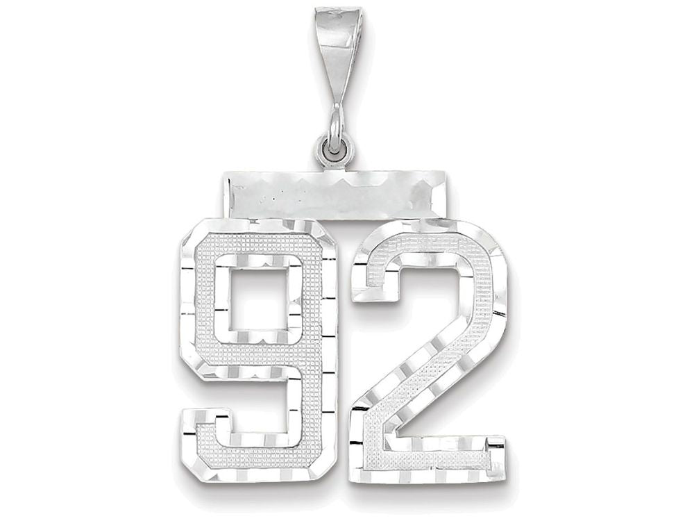 FJC Finejewelers 14k White Gold Large Bright Cut Number 92 Charm