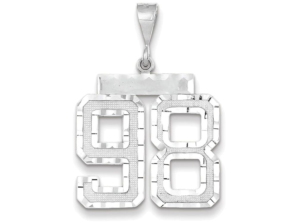 FJC Finejewelers 14k White Gold Large Bright Cut Number 98 Charm