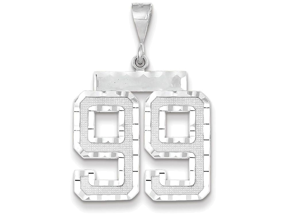FJC Finejewelers 14k White Gold Large Bright Cut Number 99 Charm