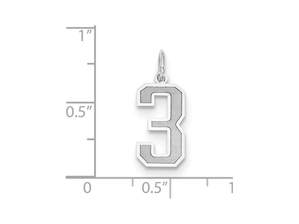 FJC Finejewelers 14k White Gold Medium Satin Number 3 Charm