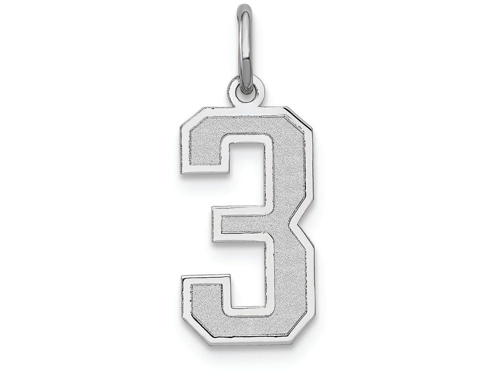 FJC Finejewelers 14k White Gold Medium Satin Number 3 Charm