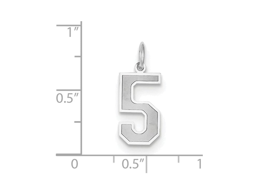 FJC Finejewelers 14k White Gold Medium Satin Number 5 Charm