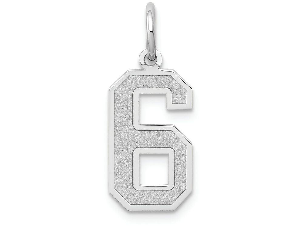 FJC Finejewelers 14k White Gold Medium Satin Number 6 Charm