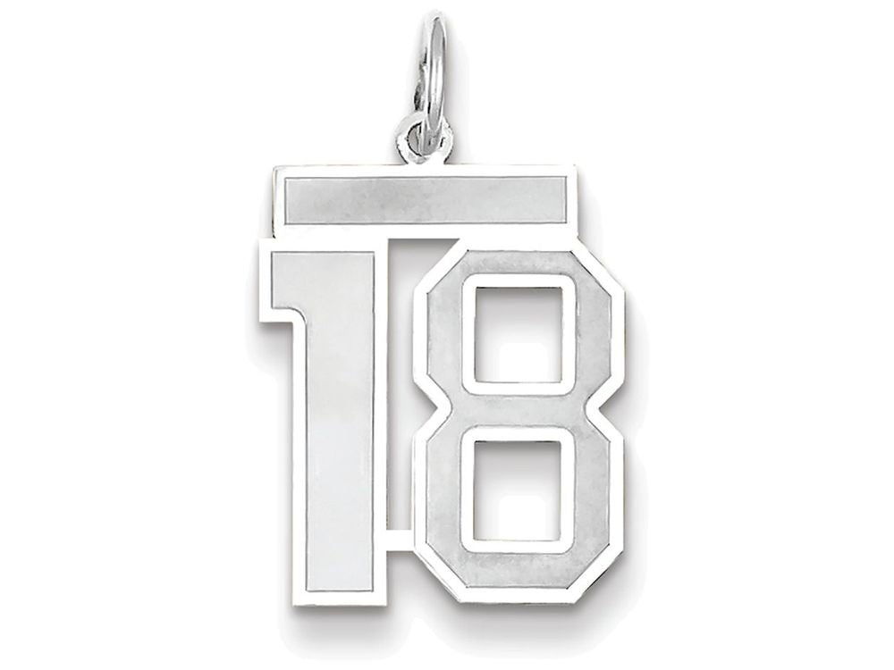 FJC Finejewelers 14k White Gold Medium Satin Number 18 Charm