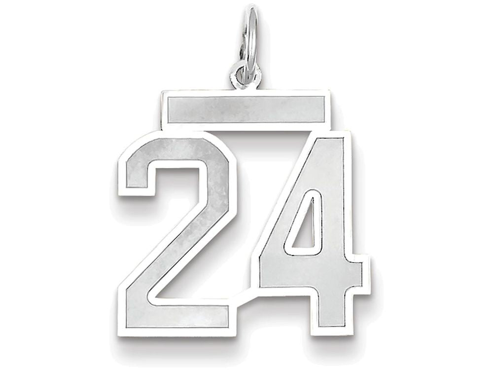 FJC Finejewelers 14k White Gold Medium Satin Number 24 Charm