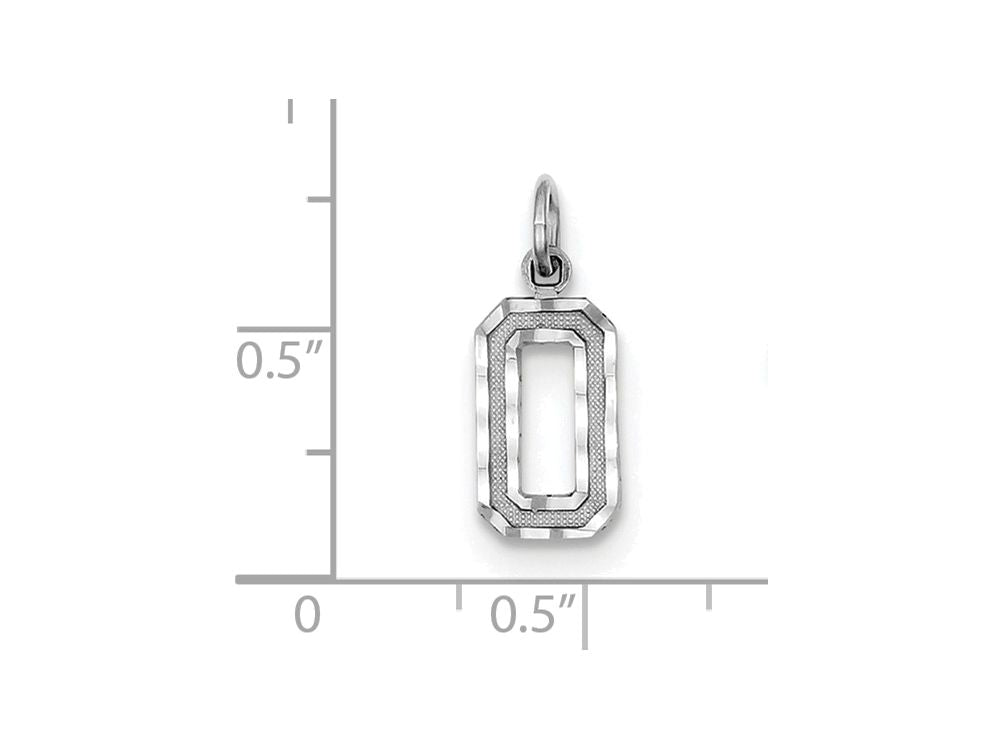 FJC Finejewelers 14 kt White Gold Casted Small Bright Cut Number 0 Charm