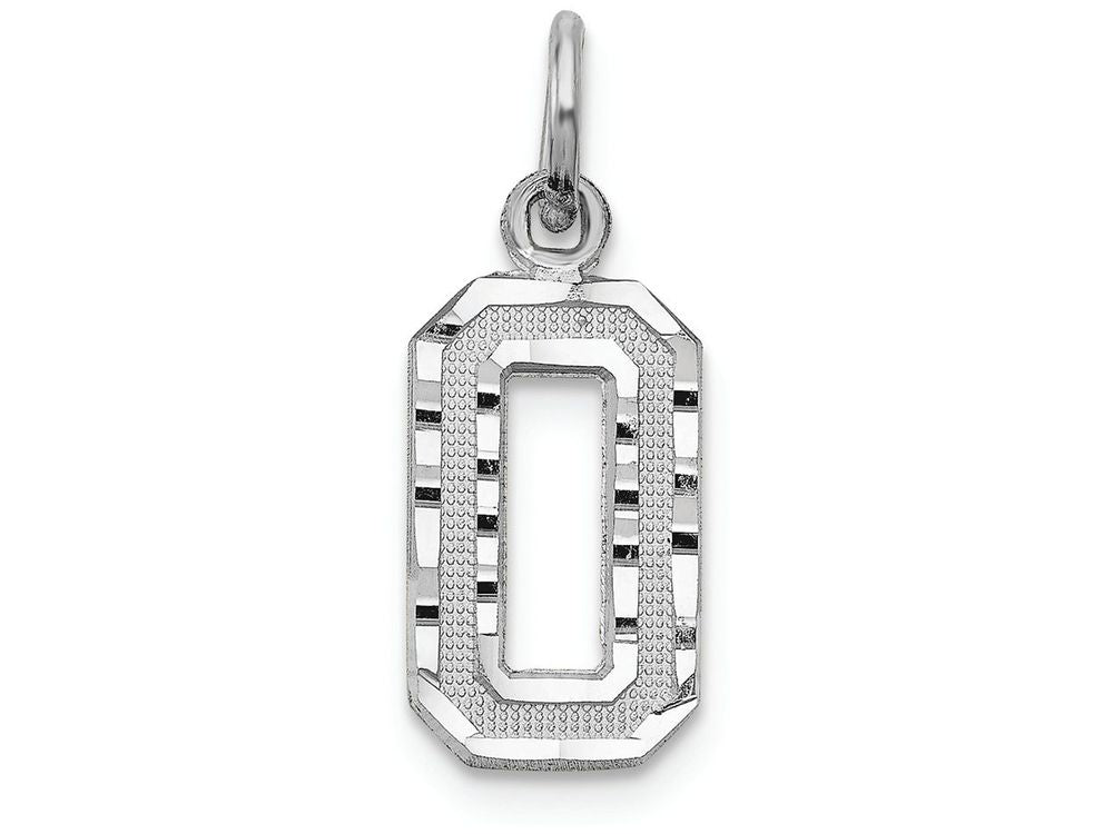 FJC Finejewelers 14 kt White Gold Casted Small Bright Cut Number 0 Charm