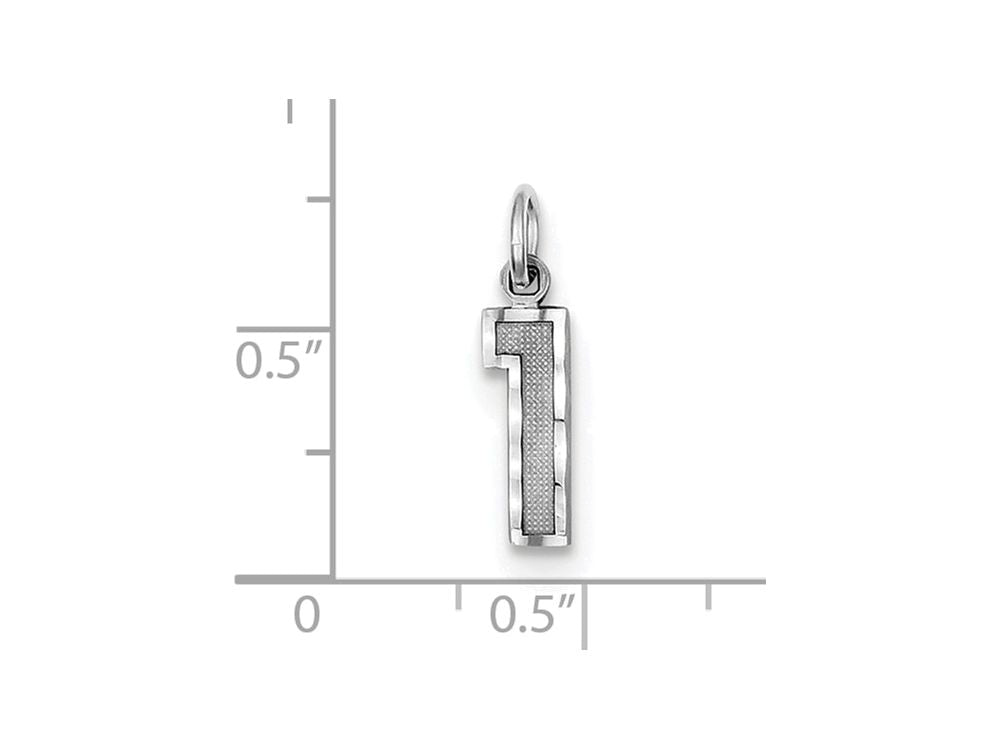 FJC Finejewelers 14 kt White Gold Casted Small Bright Cut Number 1 Charm