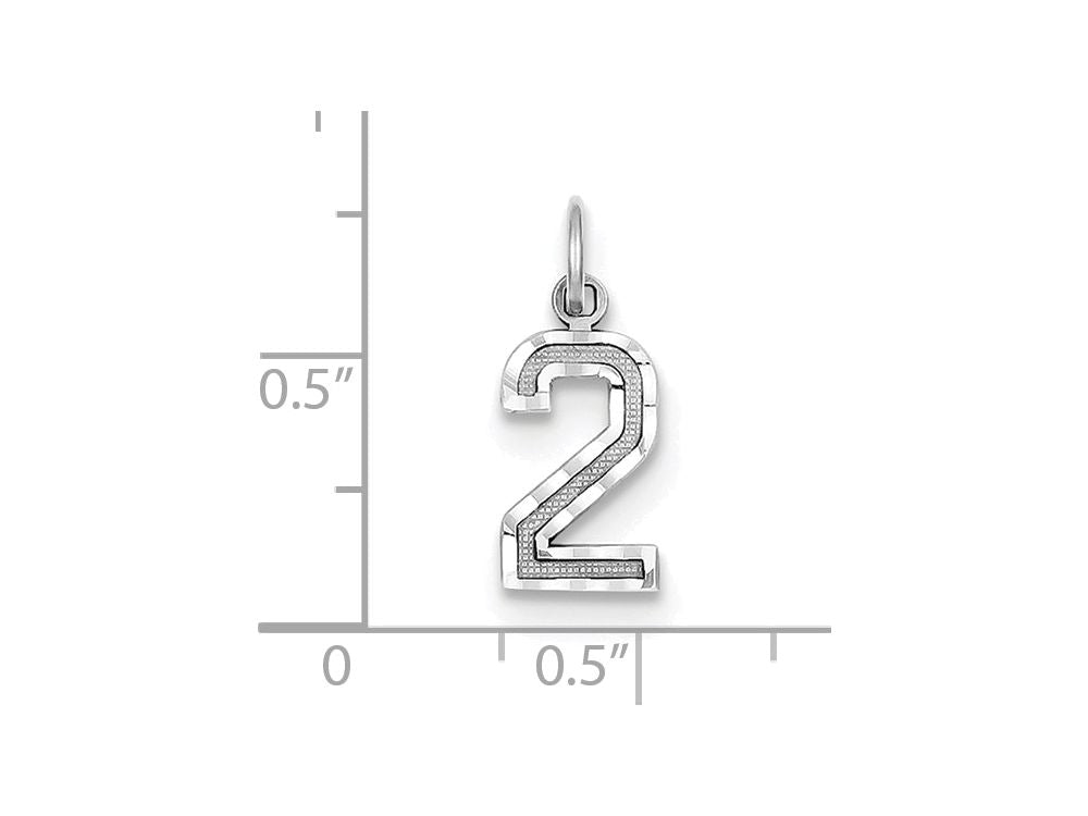 FJC Finejewelers 14 kt White Gold Casted Small Bright Cut Number 2 Charm