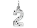 FJC Finejewelers 14 kt White Gold Casted Small Bright Cut Number 2 Charm