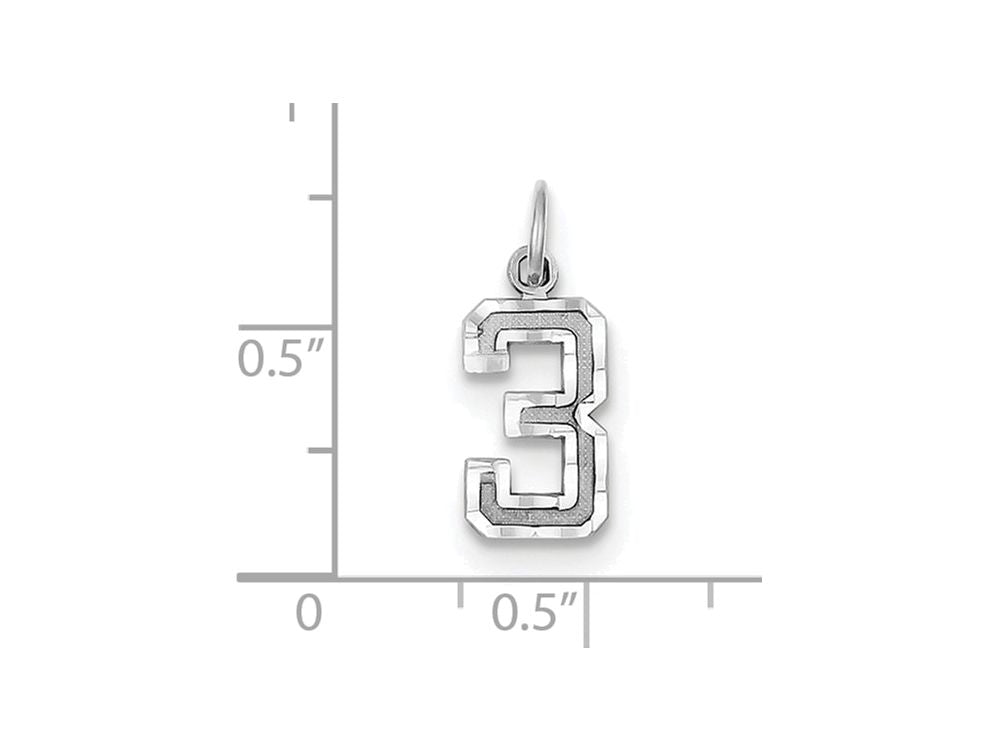 FJC Finejewelers 14 kt White Gold Casted Small Bright Cut Number 3 Charm