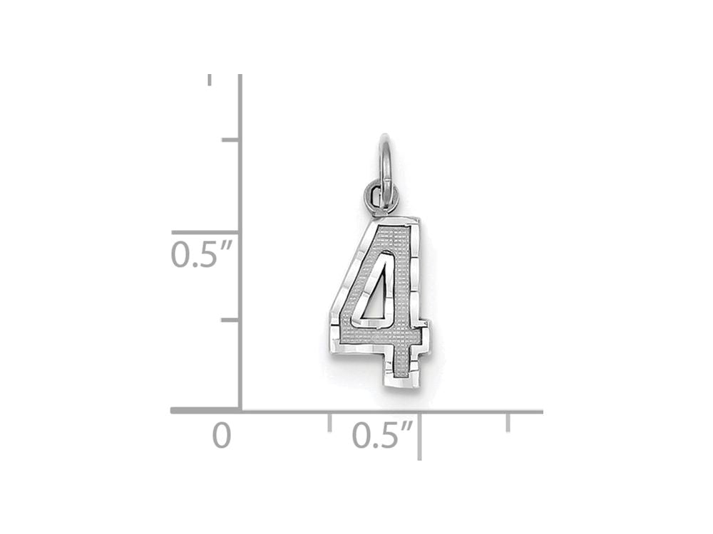 FJC Finejewelers 14 kt White Gold Casted Small Bright Cut Number 4 Charm
