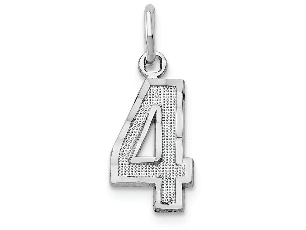 FJC Finejewelers 14 kt White Gold Casted Small Bright Cut Number 4 Charm