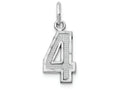 FJC Finejewelers 14 kt White Gold Casted Small Bright Cut Number 4 Charm