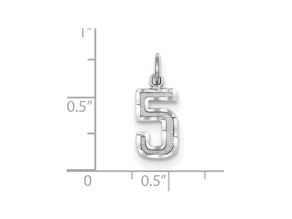 FJC Finejewelers 14 kt White Gold Casted Small Bright Cut Number 5 Charm