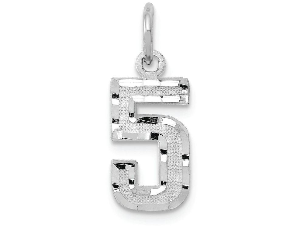 FJC Finejewelers 14 kt White Gold Casted Small Bright Cut Number 5 Charm