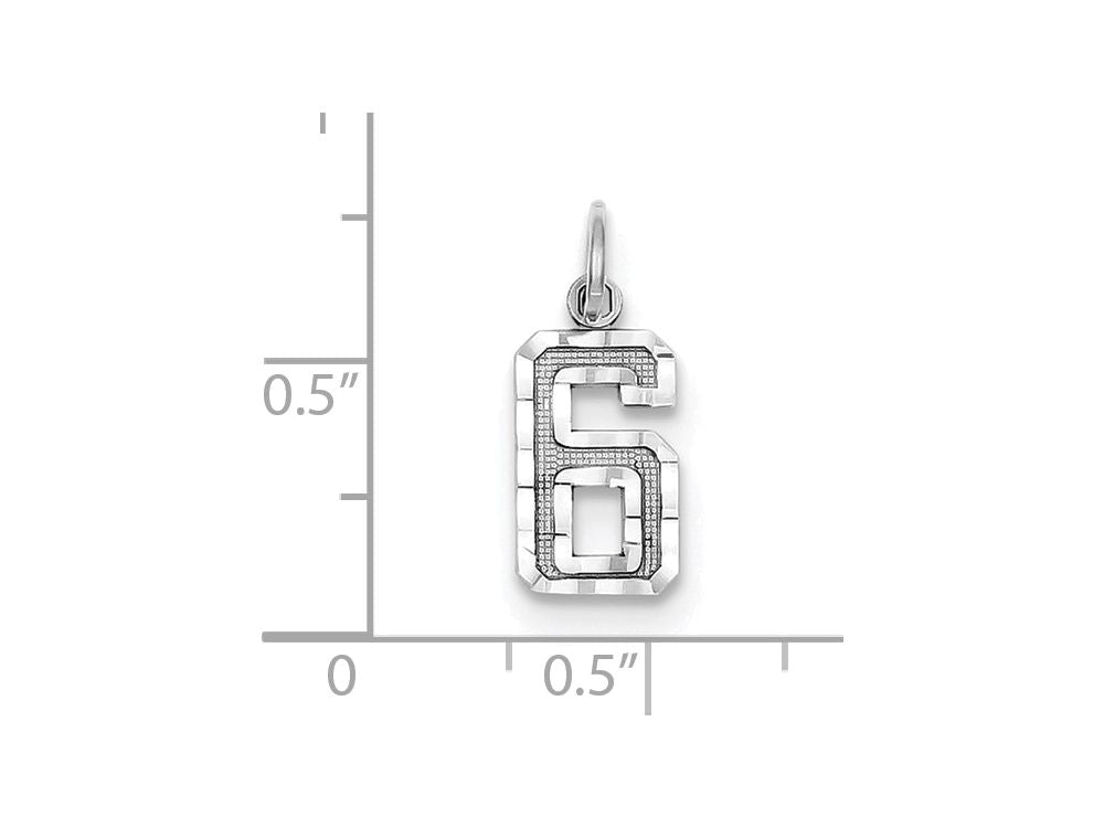 FJC Finejewelers 14 kt White Gold Casted Small Bright Cut Number 6 Charm