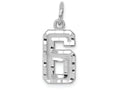 FJC Finejewelers 14 kt White Gold Casted Small Bright Cut Number 6 Charm