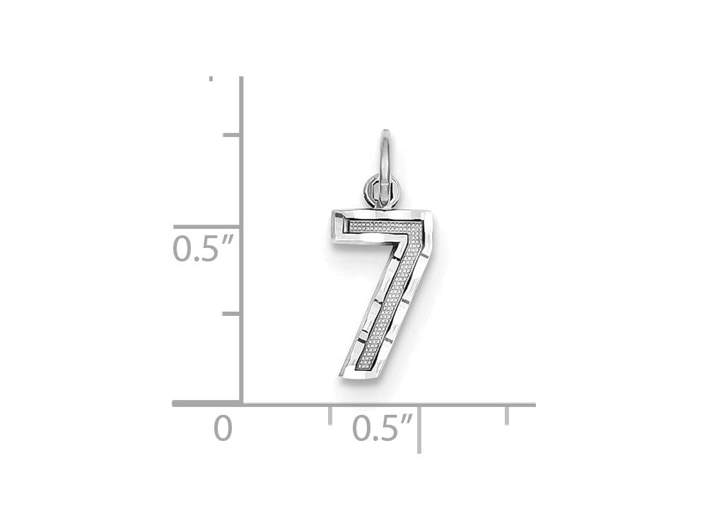FJC Finejewelers 14 kt White Gold Casted Small Bright Cut Number 7 Charm