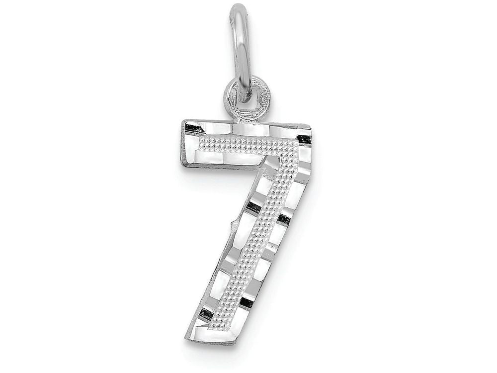 FJC Finejewelers 14 kt White Gold Casted Small Bright Cut Number 7 Charm
