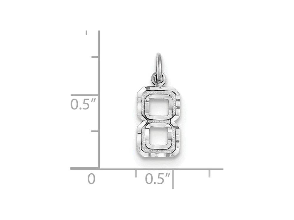 FJC Finejewelers 14 kt White Gold Casted Small Bright Cut Number 8 Charm