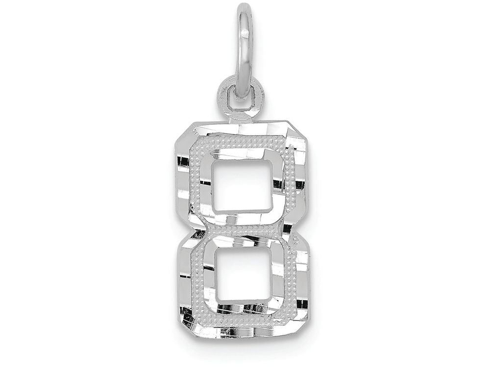 FJC Finejewelers 14 kt White Gold Casted Small Bright Cut Number 8 Charm