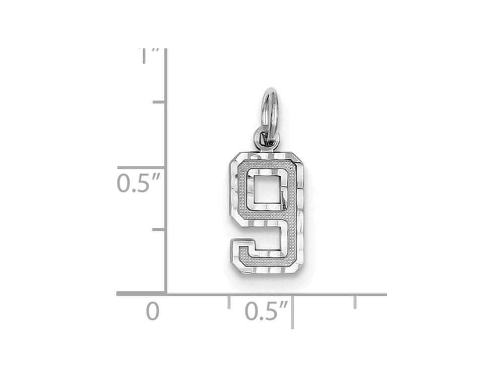 FJC Finejewelers 14 kt White Gold Casted Small Bright Cut Number 9 Charm