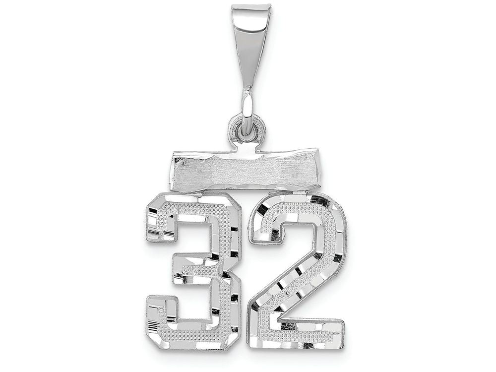 FJC Finejewelers 14k White Gold Small Bright-cut Number 32 Charm