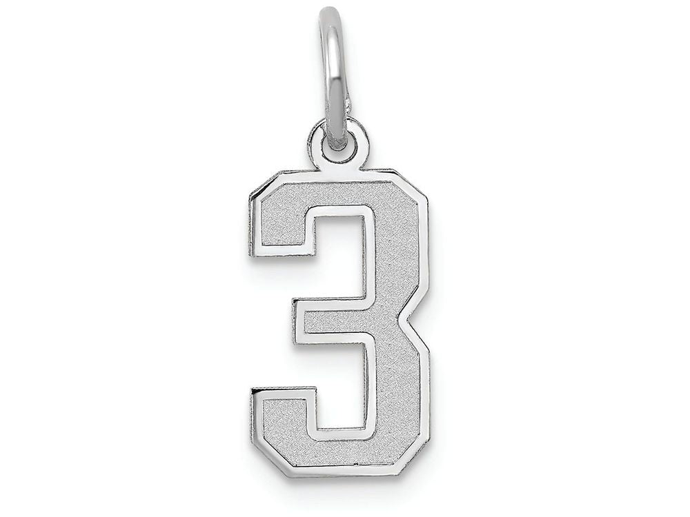 FJC Finejewelers 14k White Gold Small Satin Number 3 Charm