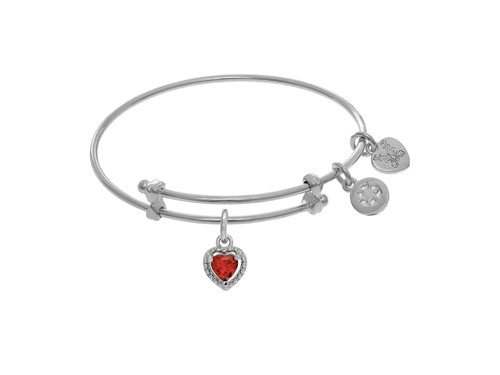 Angelica Collection Brass With White Finish Charm January Heart Shape CZ Birth Month (Small)