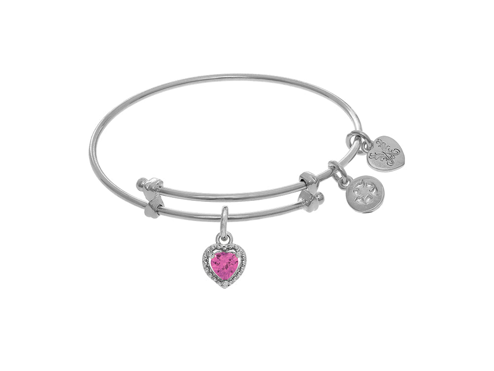 Angelica Collection Brass With White Finish Charm October Heart Shape CZ Birth Month (Small)