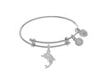 Brass With White Finish Charm With Opal Butterfly On White Angelica Collection Tween Bangle (Small)