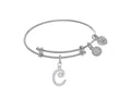 Brass With White Finish Charm Initial C On White Angelica Tween Bangle (Small)