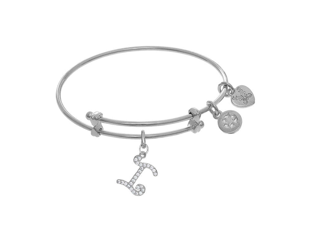 Brass With White Finish Charm Initial I On White Angelica Tween Bangle (Small)