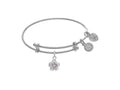 Brass With Pink Flower Charm On White Angelica Collection Twe En Bangle (Small)