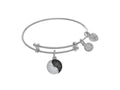 Brass With White Yin Yang Charm On White Angelica Collection Tween Bangle (Small)