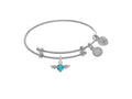 Brass White Finish Light Purple Heart Cubic Zirconia and Angel Wings Charm On White Angelica Collection Twe En Bang (Sma