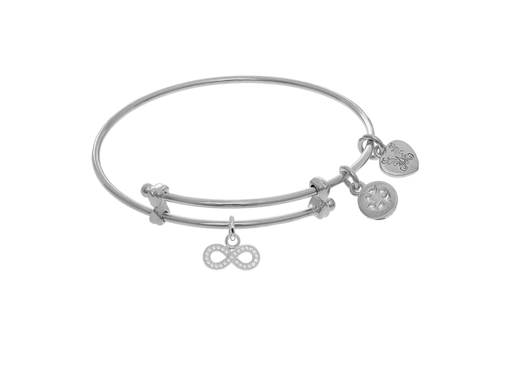 Brass With White Finish Infinity With Cubic Zirco Nia Charm On White Angelica Collection Tween Bangle (Small)