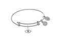 Brass White Finish Evil Eye Purple and Cl Ear Cubic Zirconia Charm On White Angelica Collection Tween B Angle (Small)