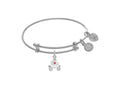 Brass With White Finish Enamel Princess Carriage Charm On White Angelica Collection Tween Bangle (Small)
