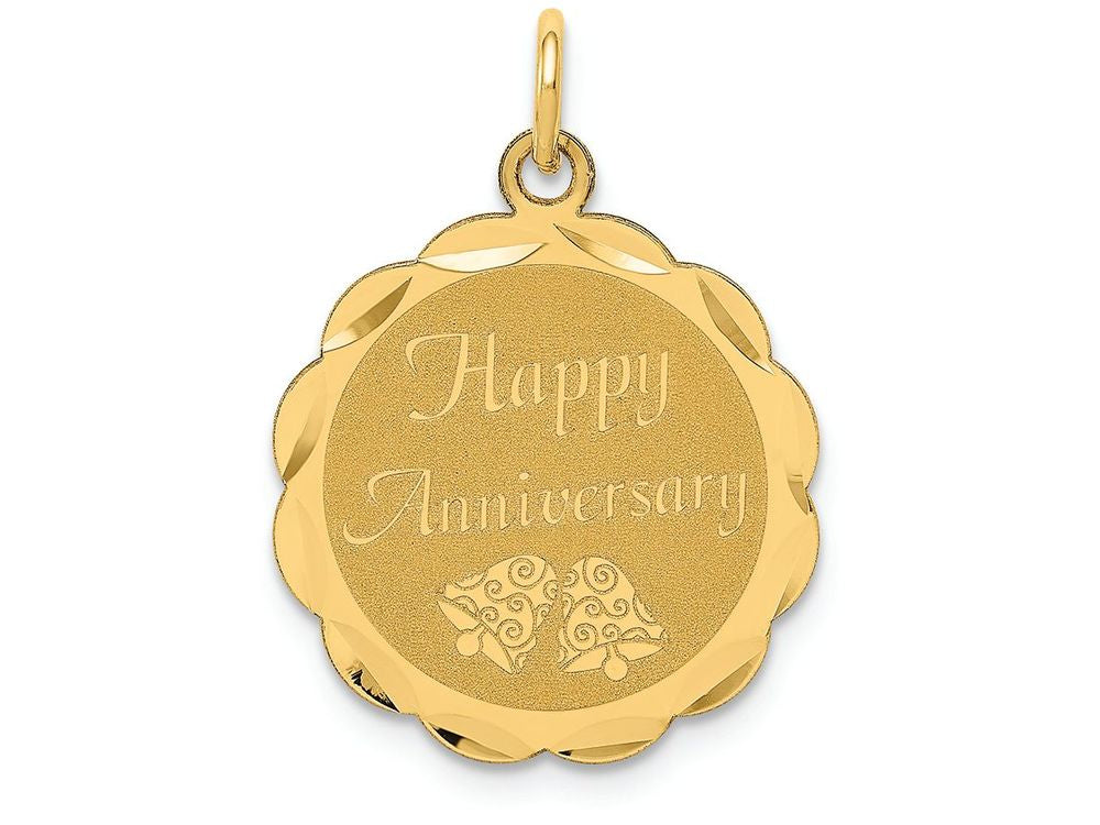 FJC Finejewelers 14k Yellow Gold Happy Anniversary Charm 18 x 24mm