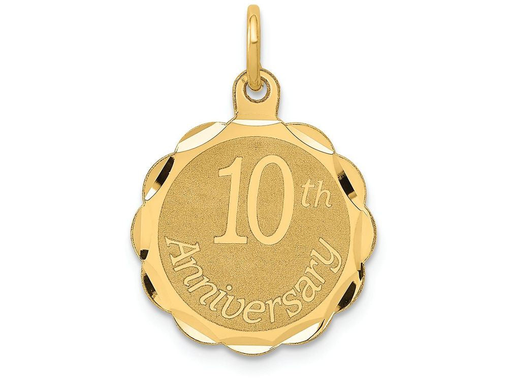 FJC Finejewelers 14k Yellow Gold Happy 10th Anniversary Charm
