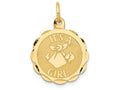 FJC Finejewelers 14k Yellow Gold Polished Its A Girl Scalloped Disc Charm