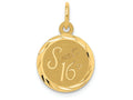 FJC Finejewelers 14k Yellow Gold Sweet Sixteen Disc Charm 12 x 20mm