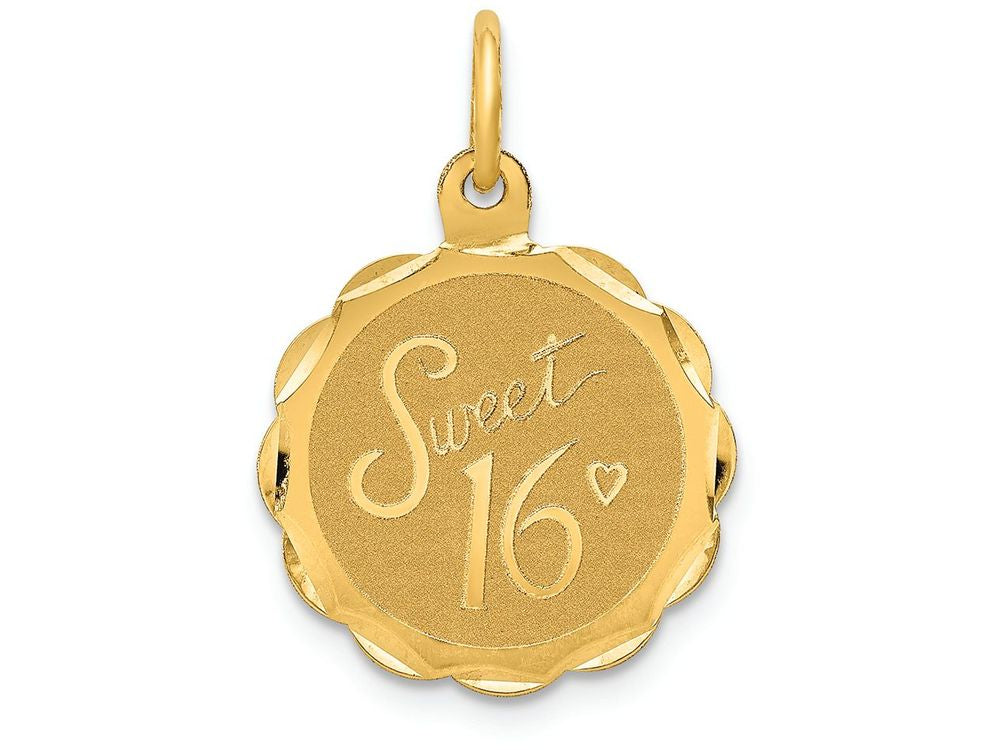 FJC Finejewelers 14k Yellow Gold Sweet Sixteen Disc Charm
