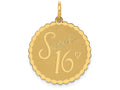 FJC Finejewelers 14k Yellow Gold Sweet 16 Charm 18 x 25mm