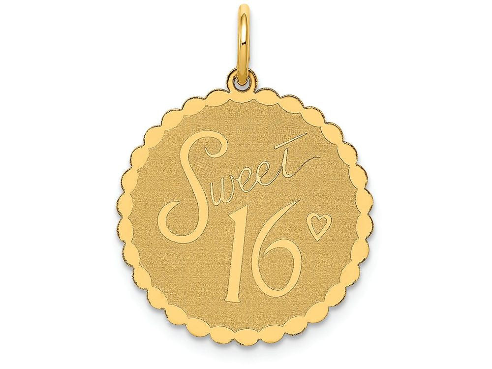 FJC Finejewelers 14k Yellow Gold Sweet 16 Charm 18 x 25mm